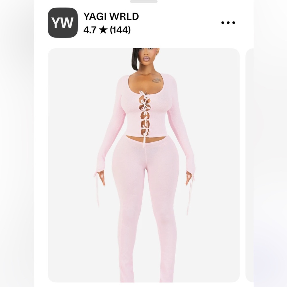 Yagi Wrld Women's Pink Lace-Up Top